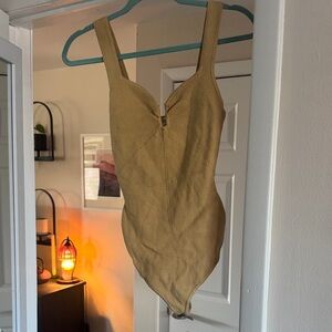Tan Ribbed Bodysuit